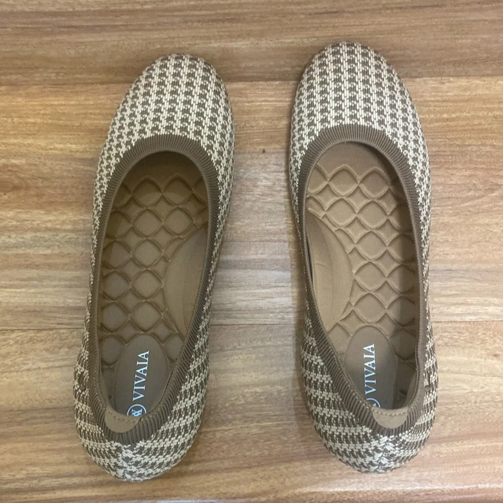 NWT VIVAIA Claire Round Toe Flats in Espresso Houndstooth Size EU 42 - Picture 3 of 13